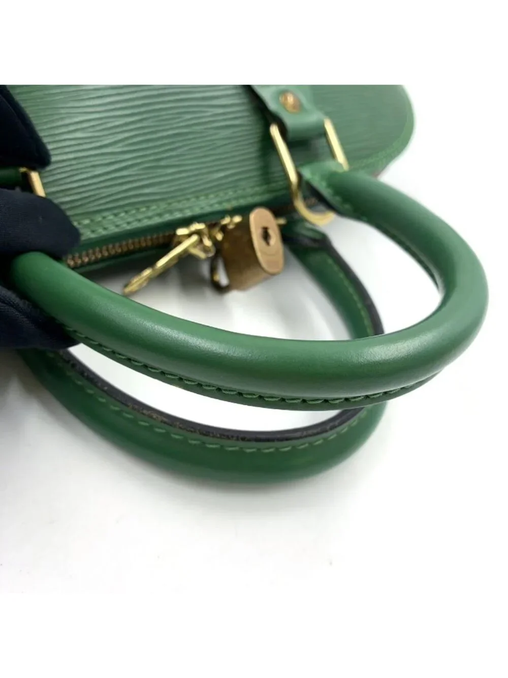 Louis Vuitton Alma Epi Borneo Green Leather Handbag Gold